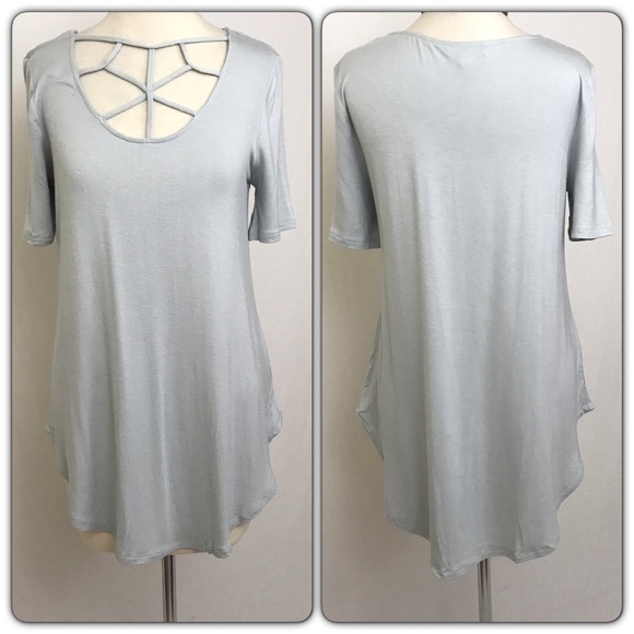 Silver-Gray Cage Flowy Tunic Top Tee Sold - Picture 5 of 6