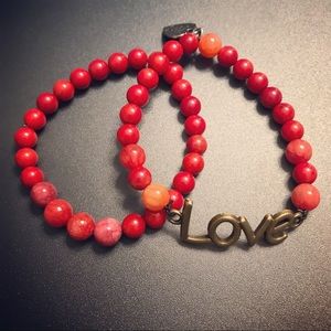 His and Hers red bead bracelets