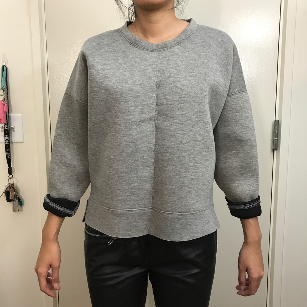 F21 Scuba Material Gray Sweater - S