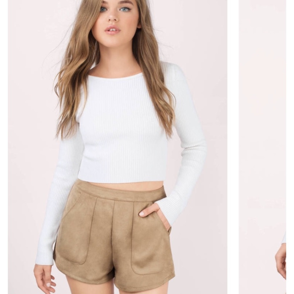Tobi Elise Faux Suede Shorts in Toast
