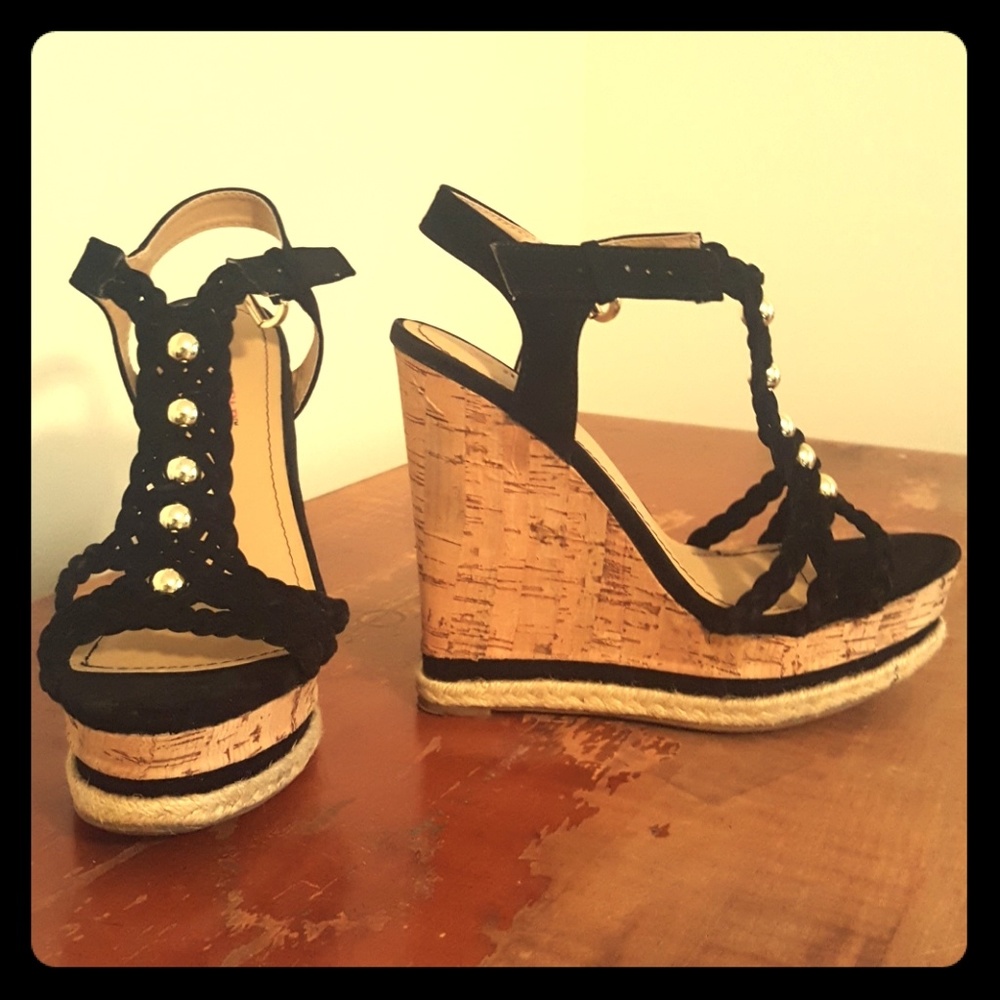 Carey Black Wedge Heels