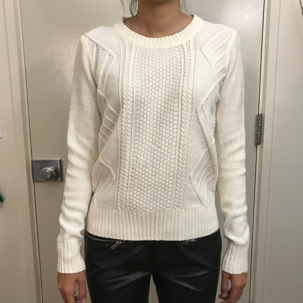 F21 White Cream Knit Sweater