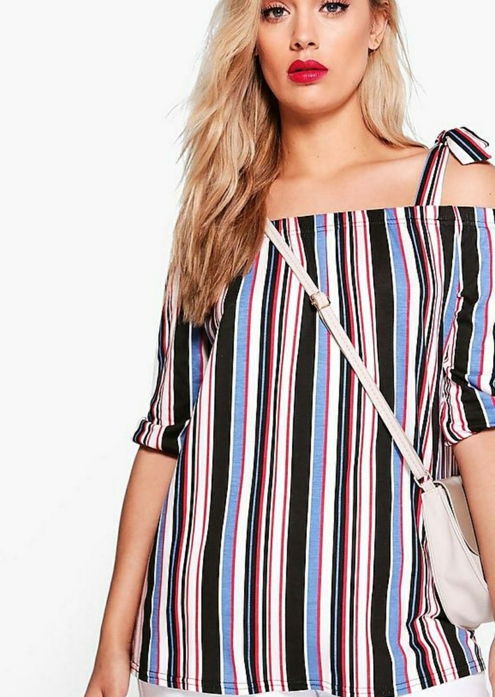 Striped off shoulder stop