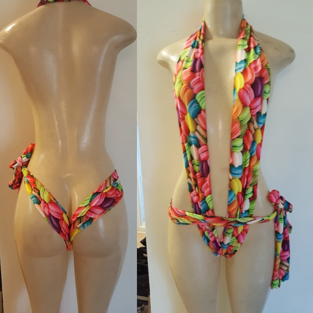 Rainbow Macaroon print swimwear
