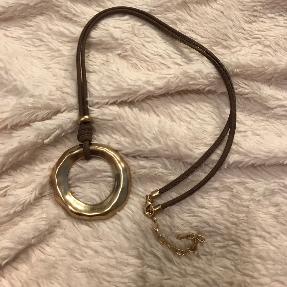 Leather and gold necklace