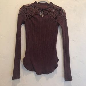 Plum Lace Free People Turtleneck