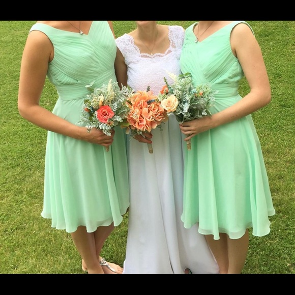 Azazie Grace Bridesmaid Dress size 12 Color Mint - Picture 4 of 7