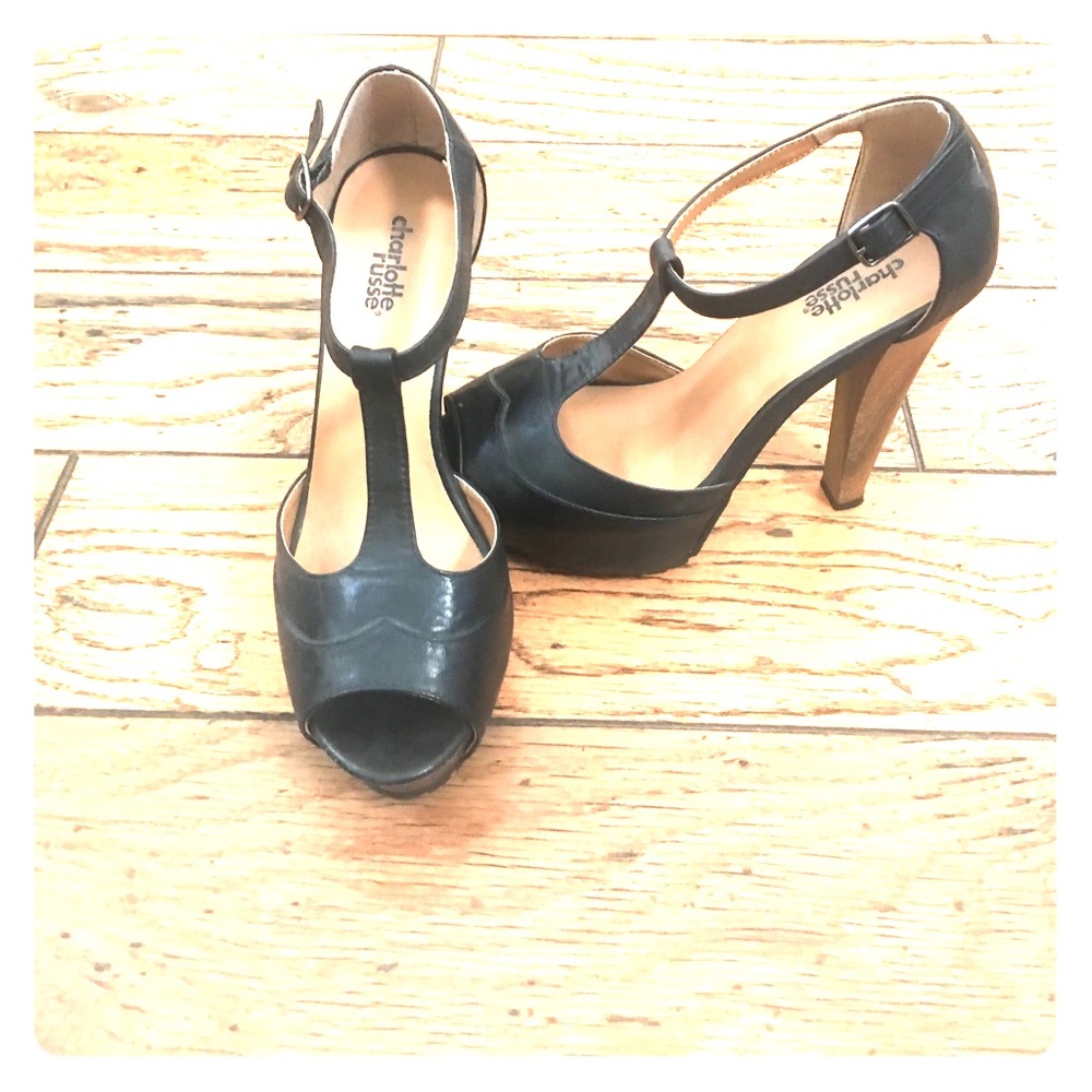 Black open toe heels