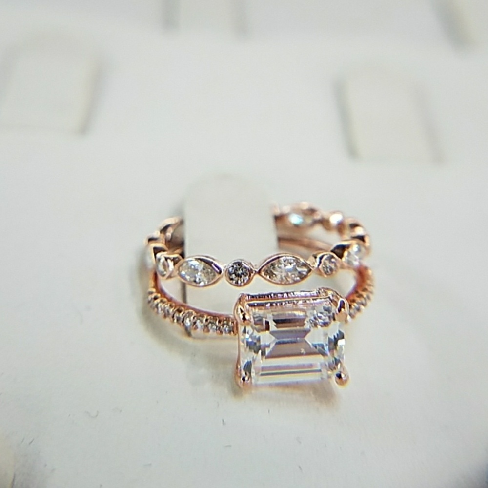 14k Rose Gold 2pc 6x8 1.75ct Wedding 2pc - Picture 6 of 8
