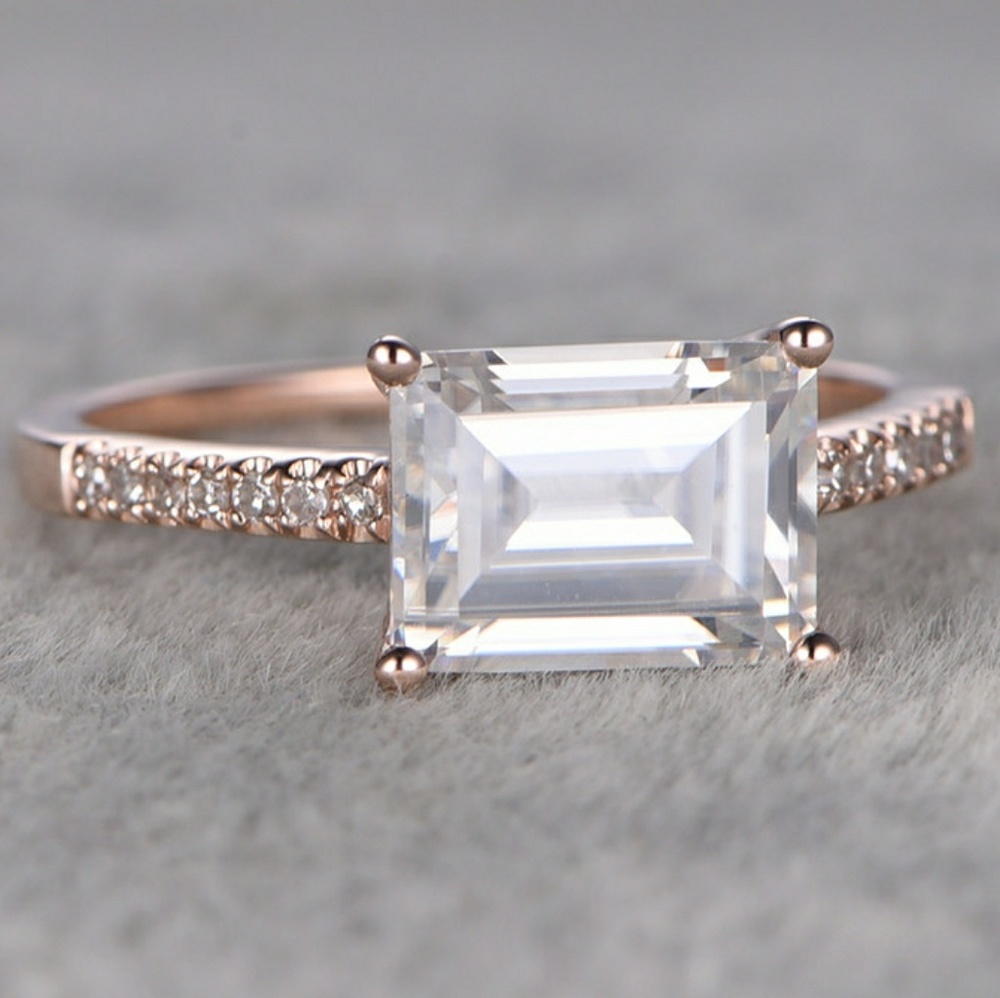 14k Rose Gold 2pc 6x8 1.75ct Wedding 2pc - Picture 2 of 8