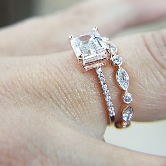 14k Rose Gold 2pc 6x8 1.75ct Wedding 2pc - Picture 4 of 8