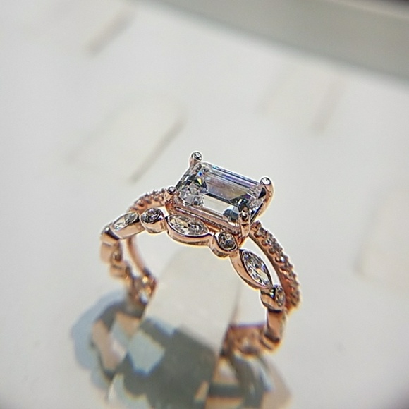 14k Rose Gold 2pc 6x8 1.75ct Wedding 2pc - Picture 5 of 8