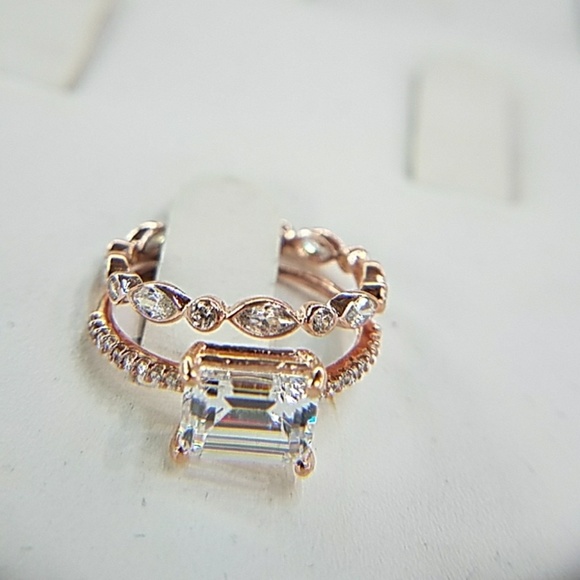 14k Rose Gold 2pc 6x8 1.75ct Wedding 2pc - Picture 3 of 8