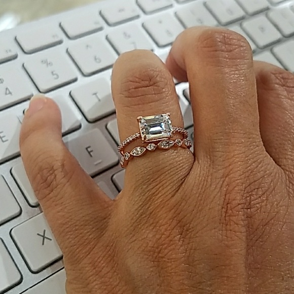 14k Rose Gold 2pc 6x8 1.75ct Wedding 2pc - Picture 8 of 8