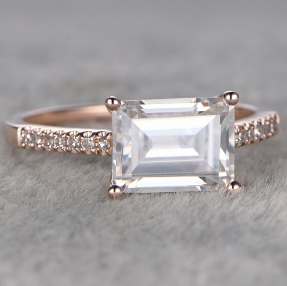 14k Rose Gold 2pc 6x8 1.75ct Wedding 2pc - Picture 2 of 8