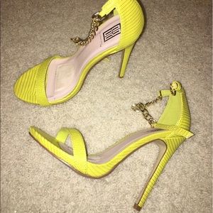 Yellow high heeled sandals