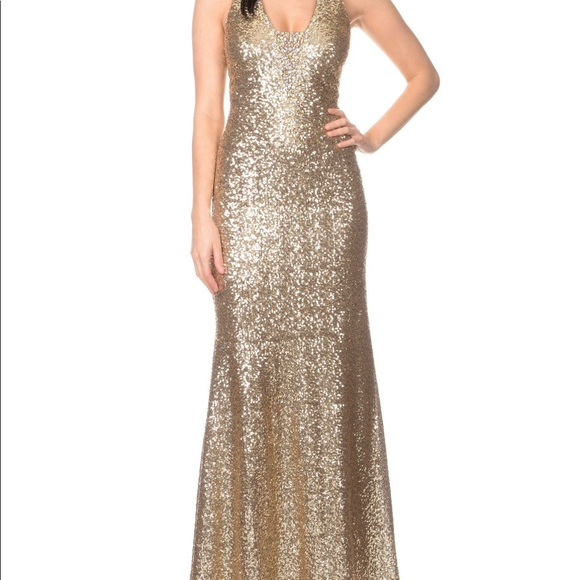 Gold Evening Dress, mermaid style full sequins - Picture 1 of 8