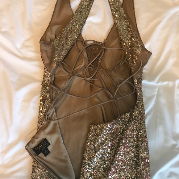 Gold Evening Dress, mermaid style full sequins - Picture 2 of 8