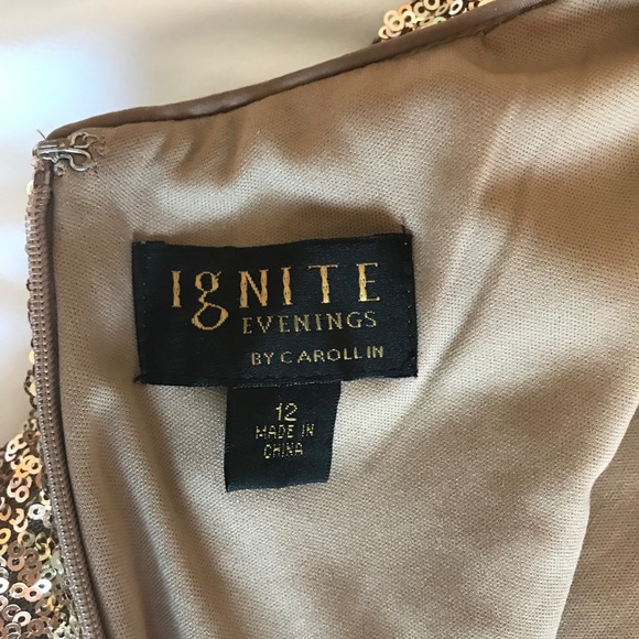 Gold Evening Dress, mermaid style full sequins - Picture 5 of 8