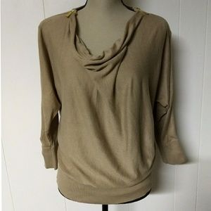 Michael Kors tan sweater with zipper embellishment