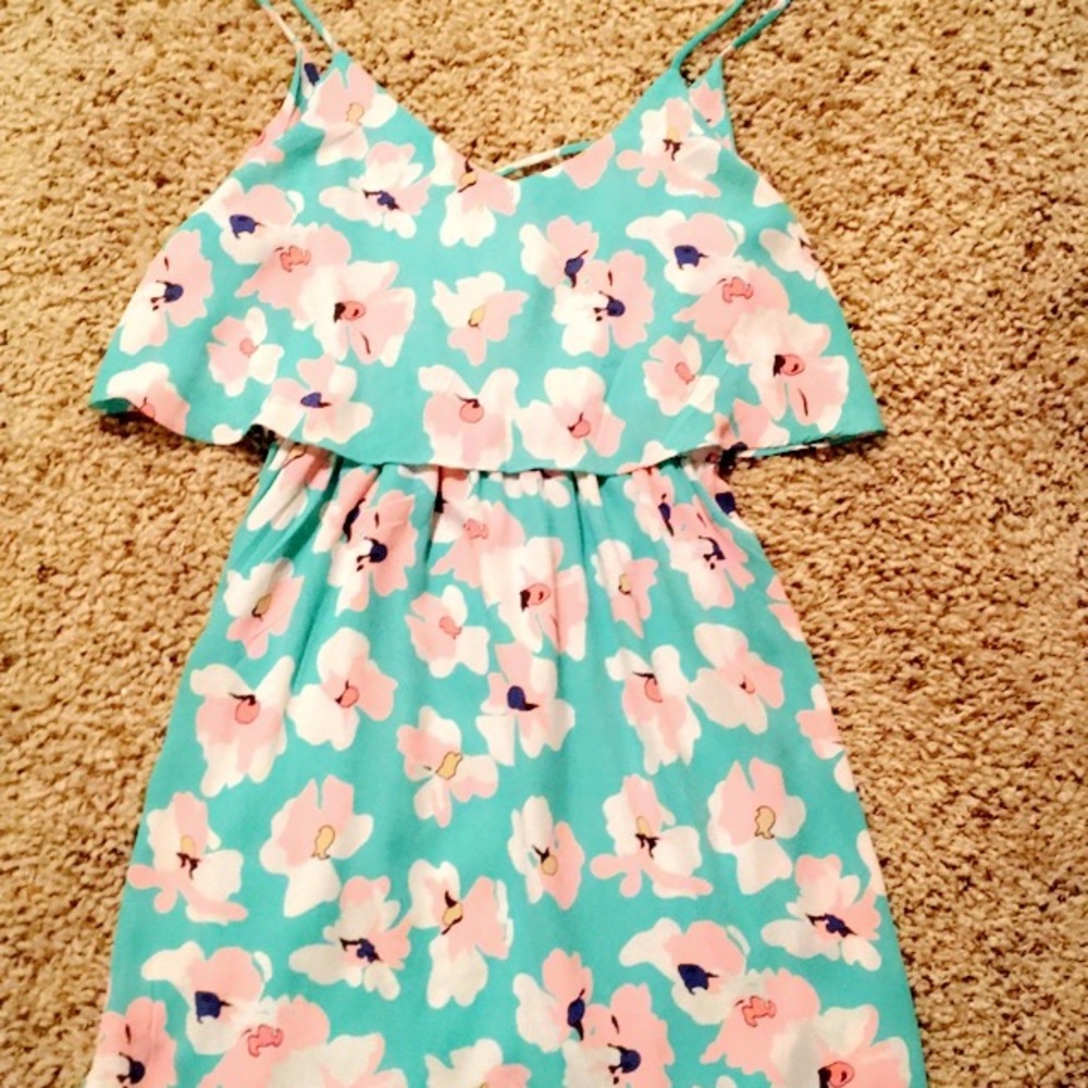 Mint Floral Print Dress