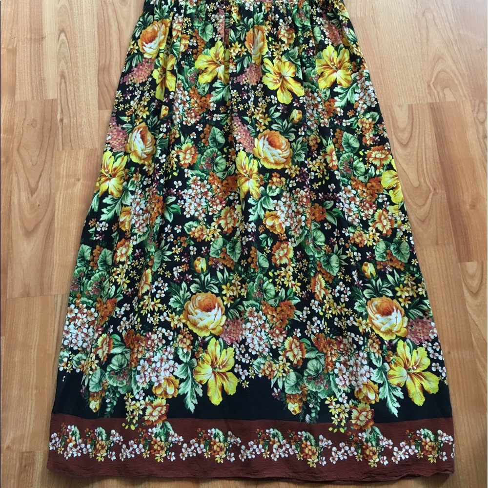 Zara Floral Print Yellow Midi Maxi Dress S Small - Picture 5 of 5