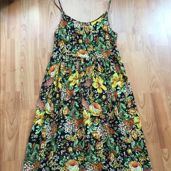 Zara Floral Print Yellow Midi Maxi Dress S Small - Picture 4 of 5