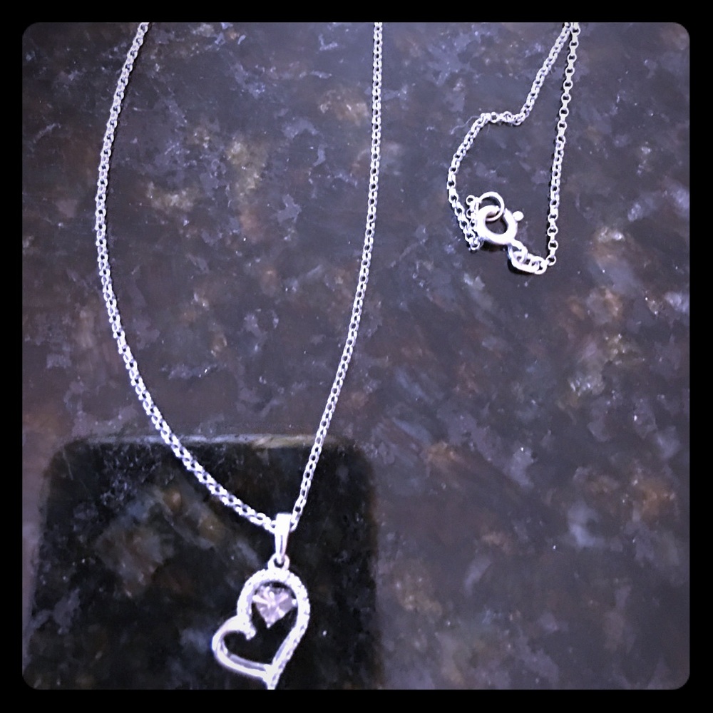 Diamond heart with SS necklace
