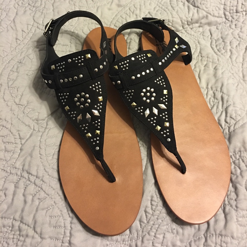 Black sandals flip flops sz 11 new