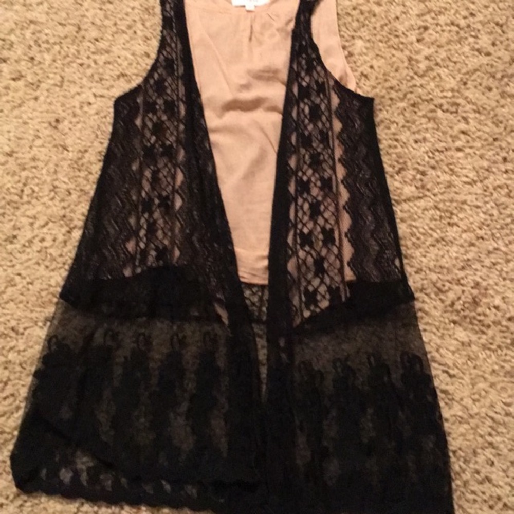 Black Lace Open Front Tank