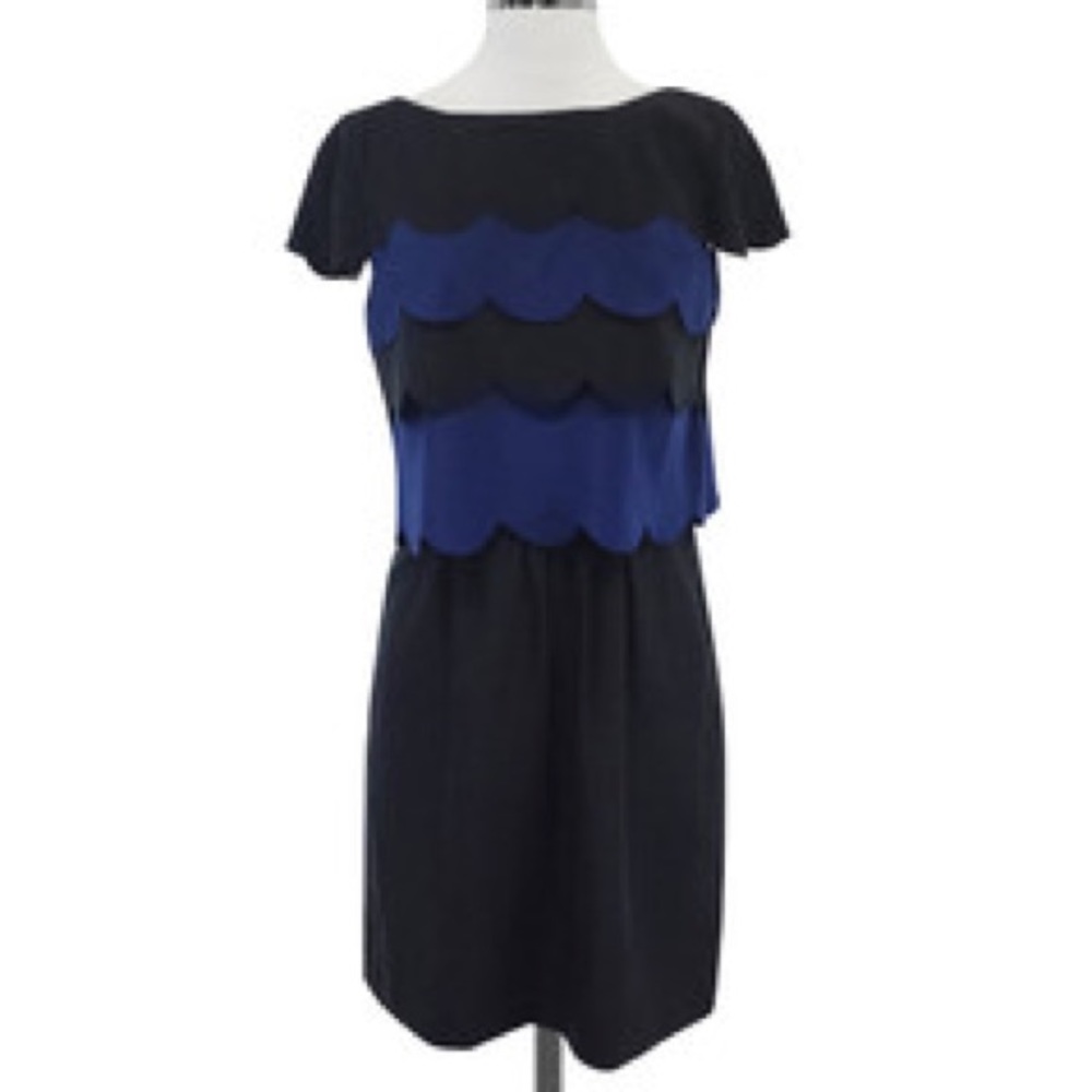 Ali Ro - Midnight Blue & Black Scallop Dress