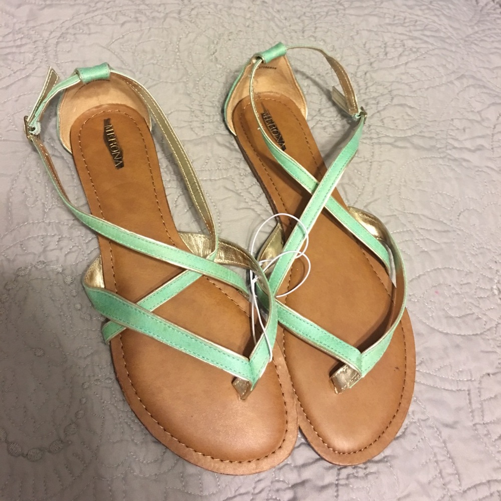 Mint green sandals sz 10 new