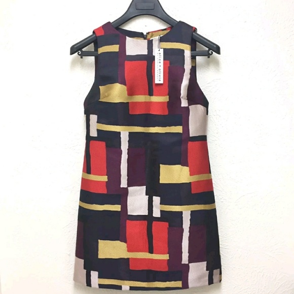 NWT!! Alice + Olivia Painted Grid Dress Size 4 - Picture 2 of 7