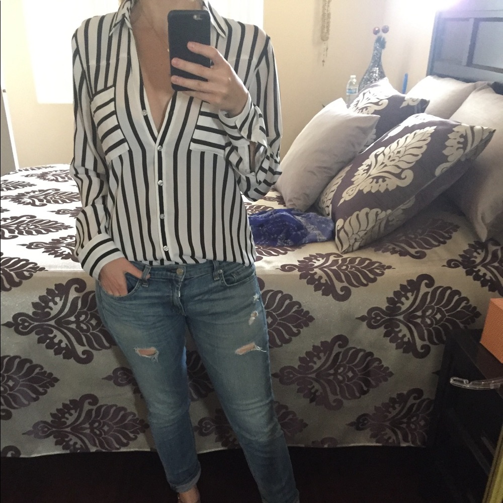 Express striped button down shirt size M