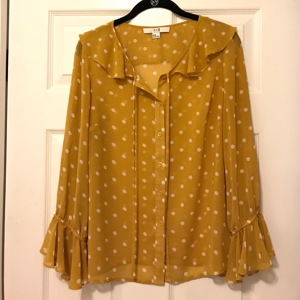 Polka Dot Ruffle Top