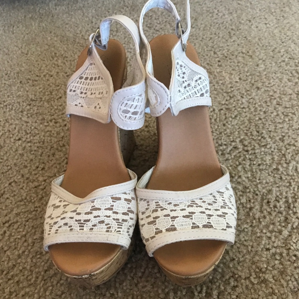 White lace wedges