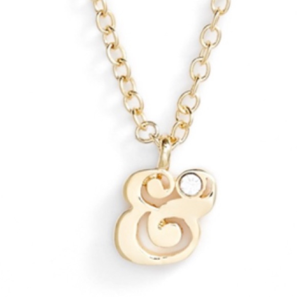 NWT Kate Spade "&" wedding pendant gold 17" auth