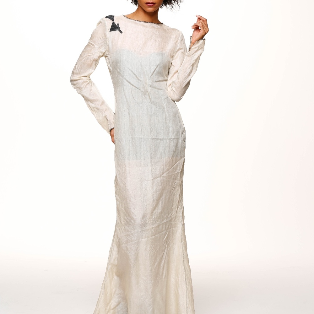 Ahimsa Silk White Naz&Court Dress