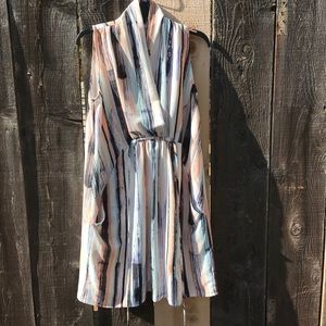 Faux Wrap V-Neck Printed Dress