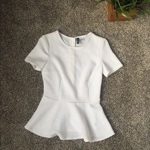 H&M White Peplum Top • LIKE NEW