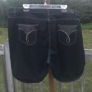 Dark wash shorts with bejeweled back pockets! 24W