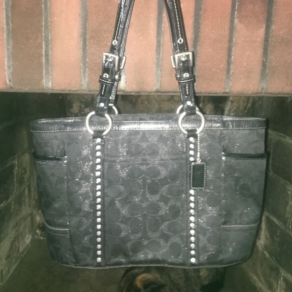 Black and silver coach bag