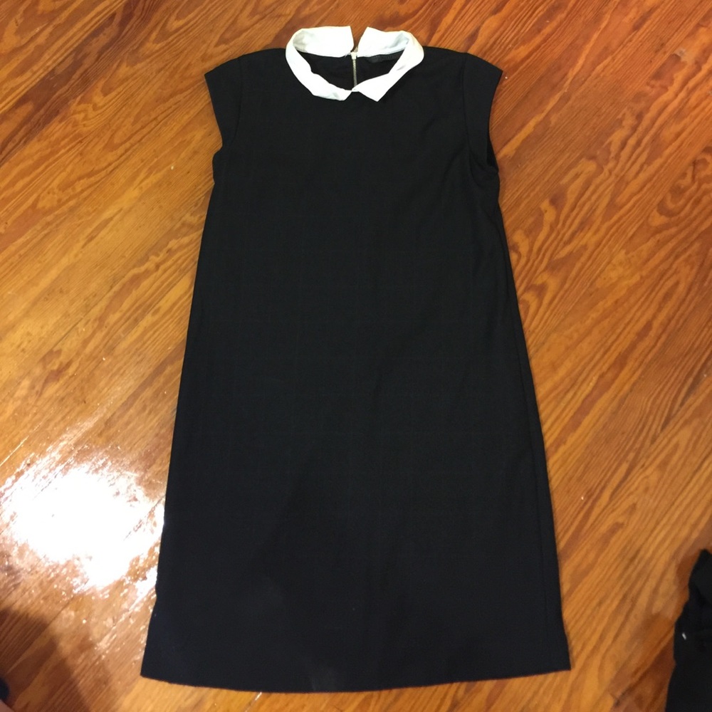 Zara Trafaluc Navy windowpane shift dress