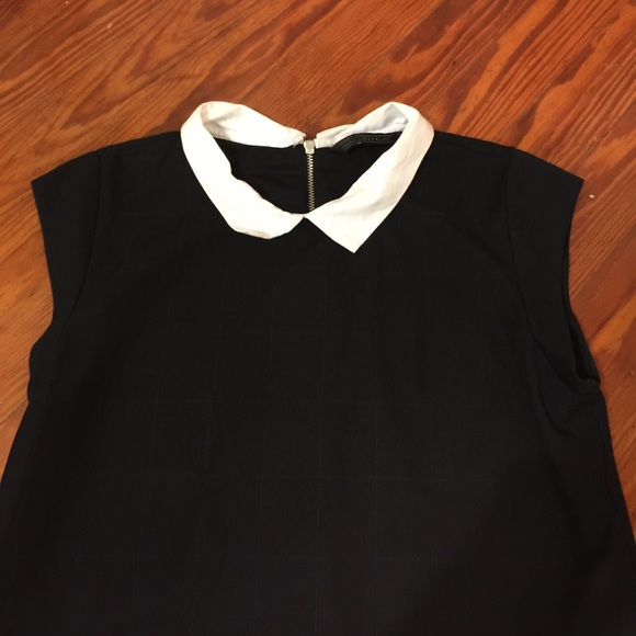 Zara Trafaluc Navy windowpane shift dress - Picture 2 of 4