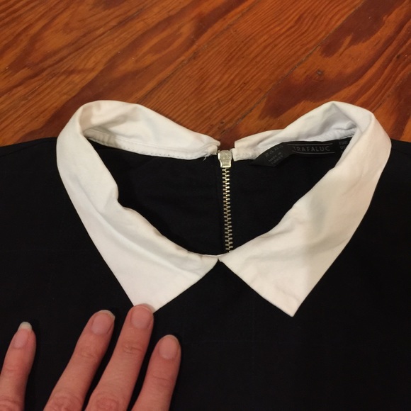 Zara Trafaluc Navy windowpane shift dress - Picture 3 of 4