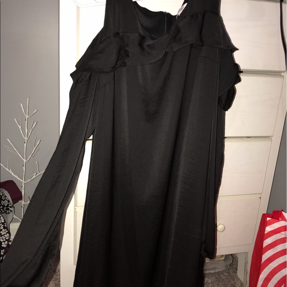 Black long sleeve cold shoulder dress