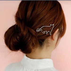 😺 Adorable Metallic Kitty Cat Silhouette Hair Clip  In Gold Or Silver 🐱