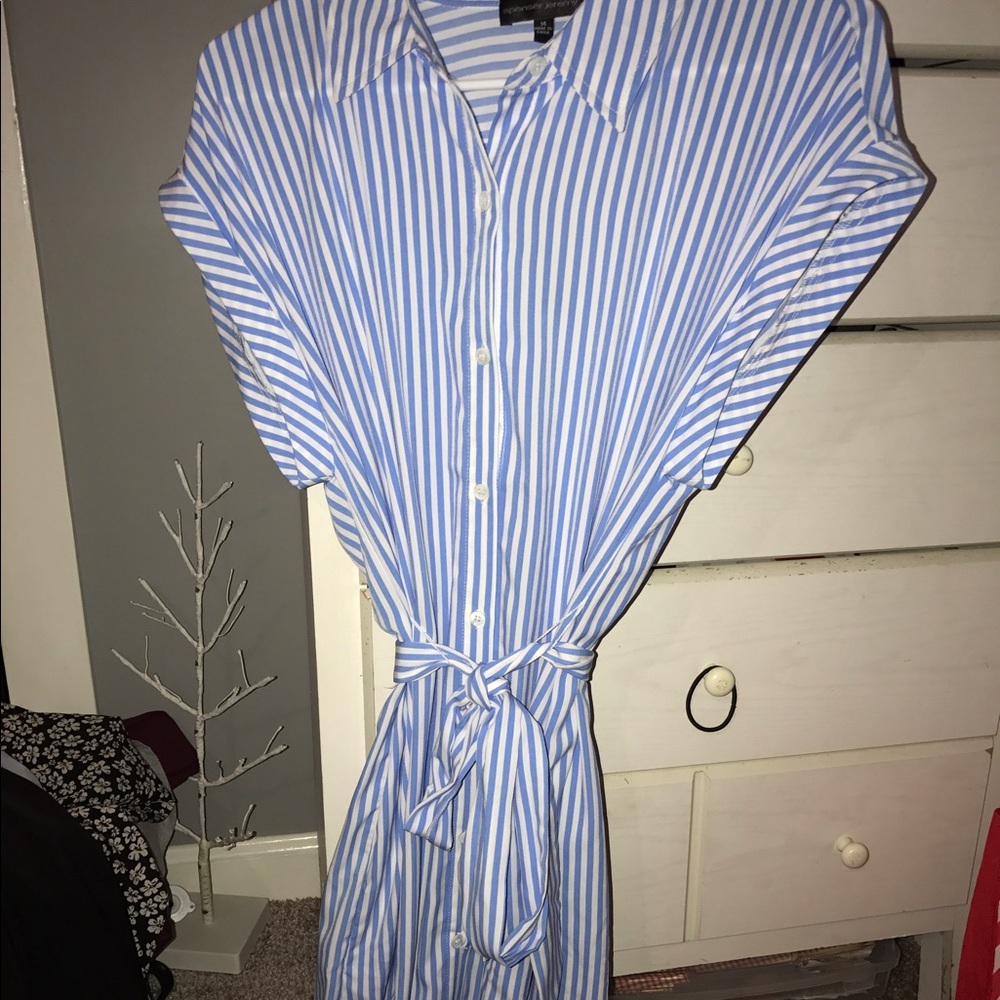 Blue and white stripe dress