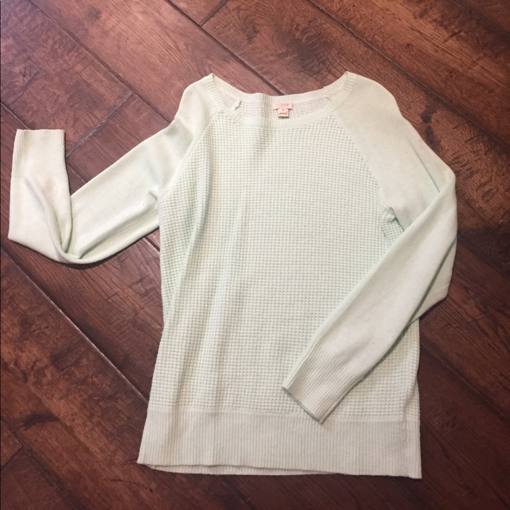 Mint Green J Crew Waffle Knit Sweater