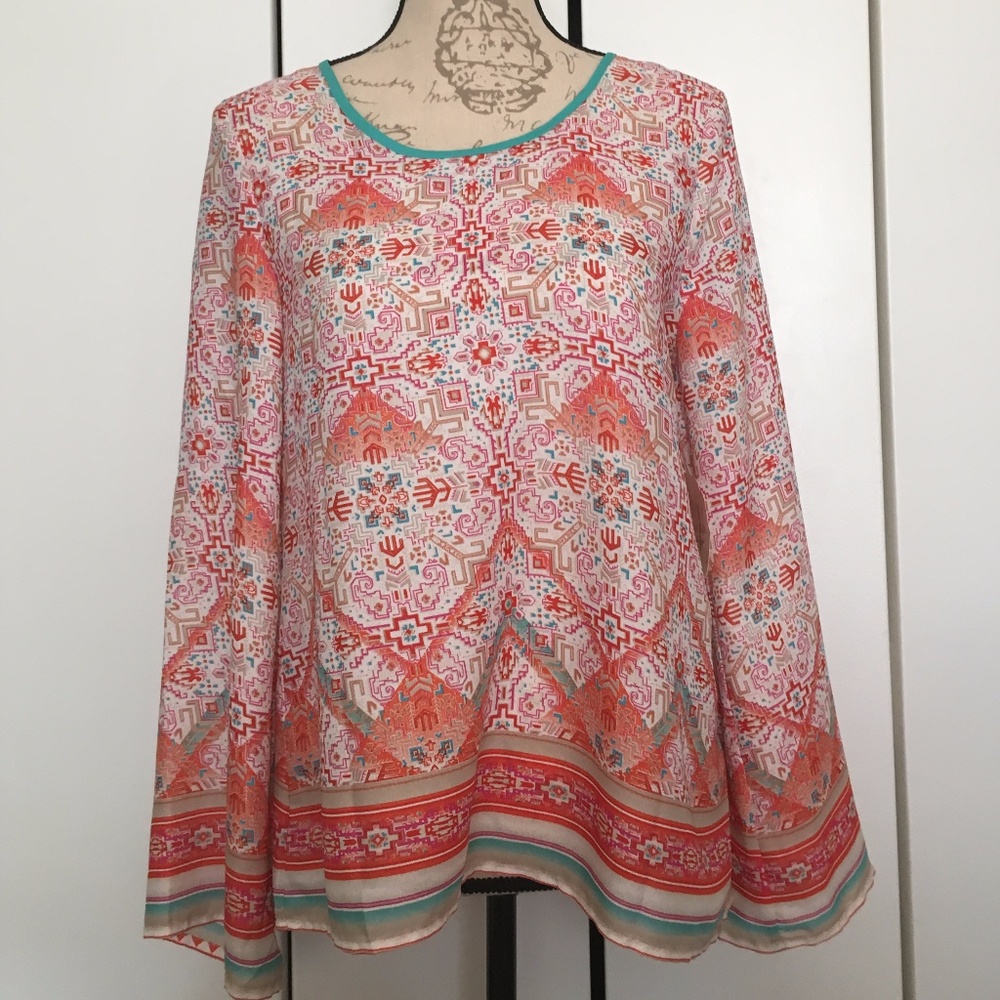Altar'd State Native Pattern Long Sleeve Blouse S